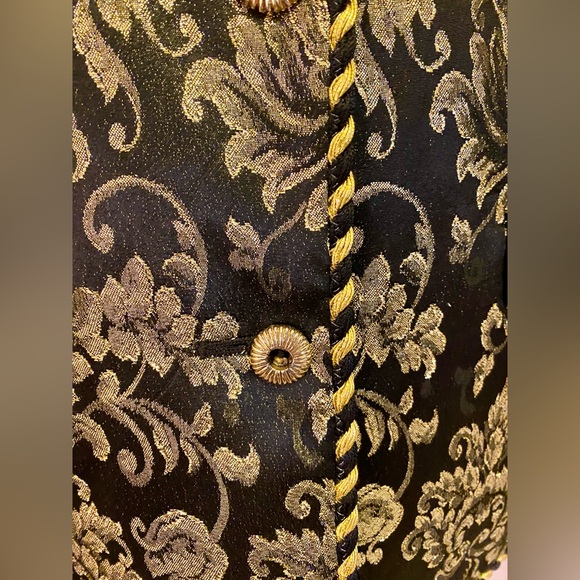 Vtg Evan Picone Lord & Taylor BLACK & GOLD  Jacquard Brocade BLAZER Jacket Sz 8 - Picture 4 of 8